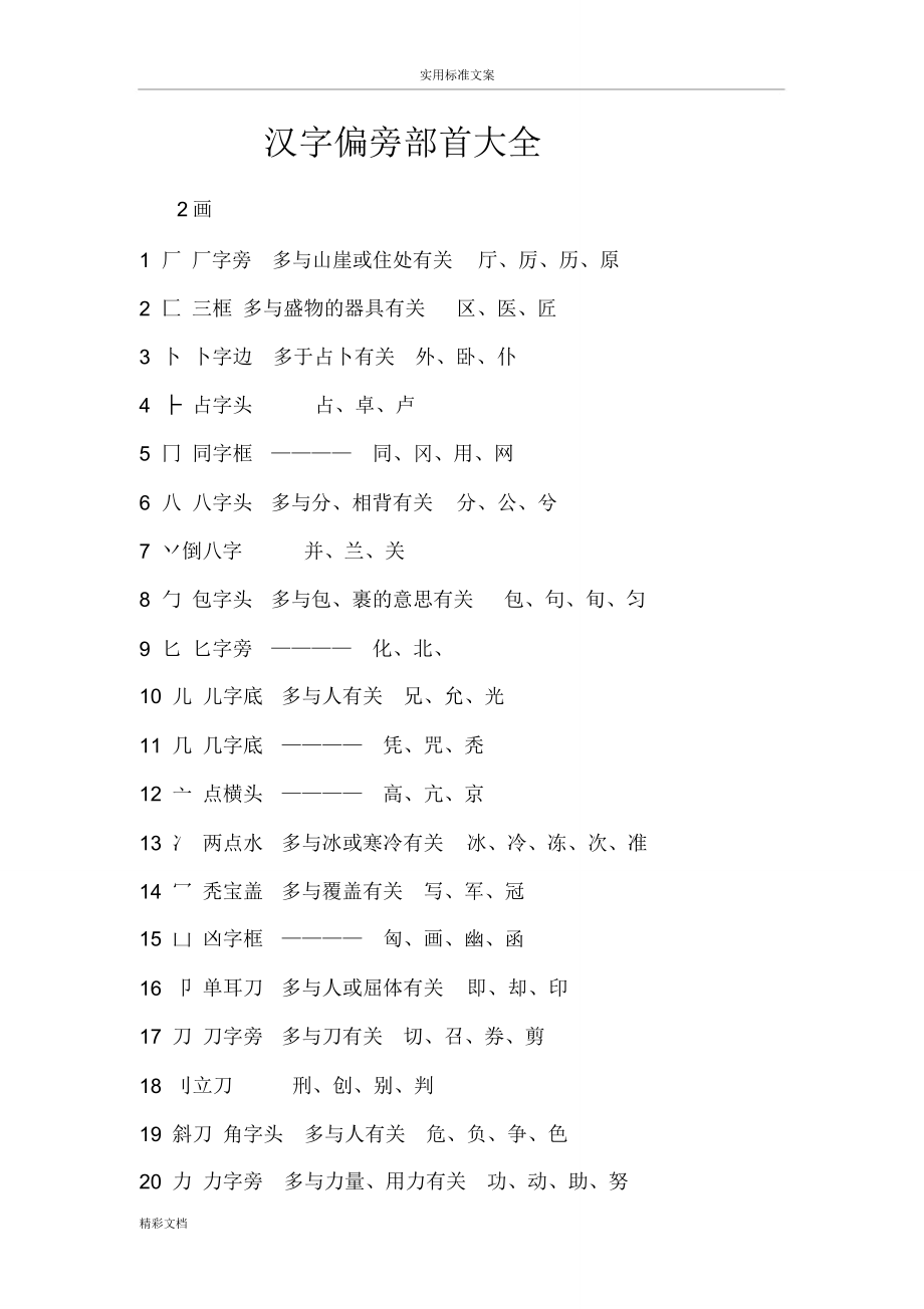 汉字偏旁部首大全_第1页