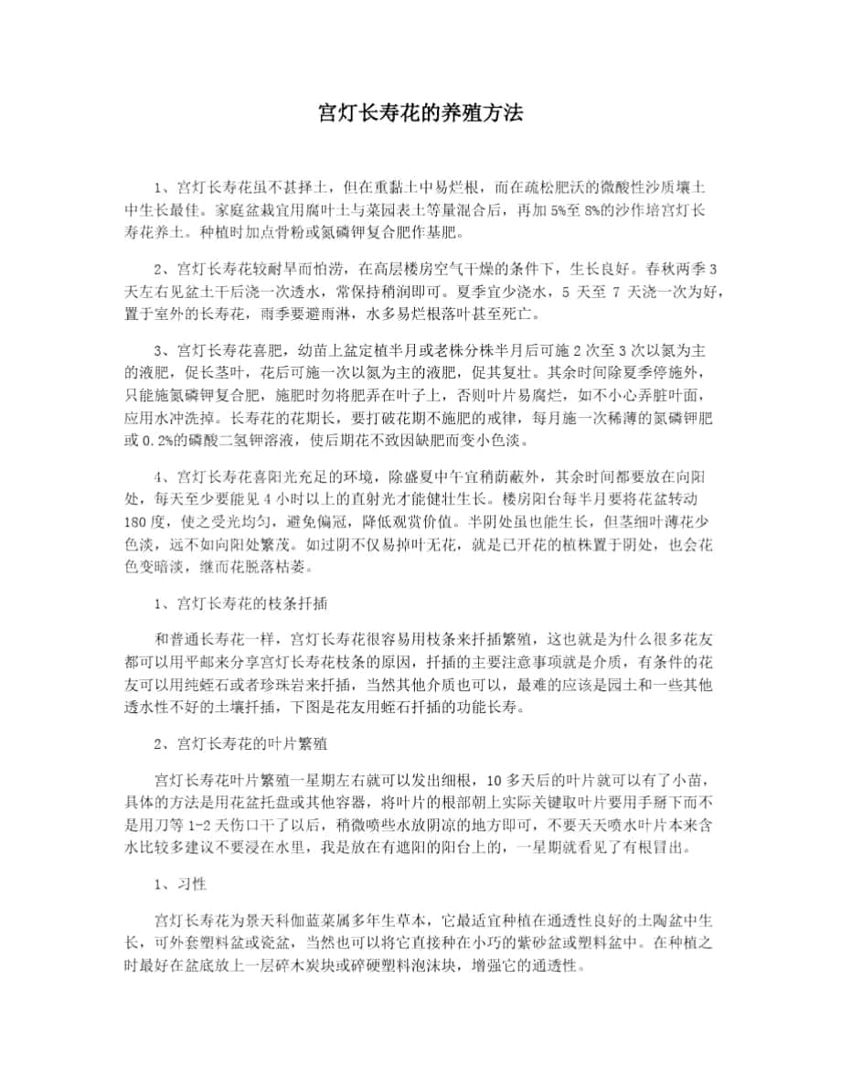 宫灯长寿花的养殖方法_第1页