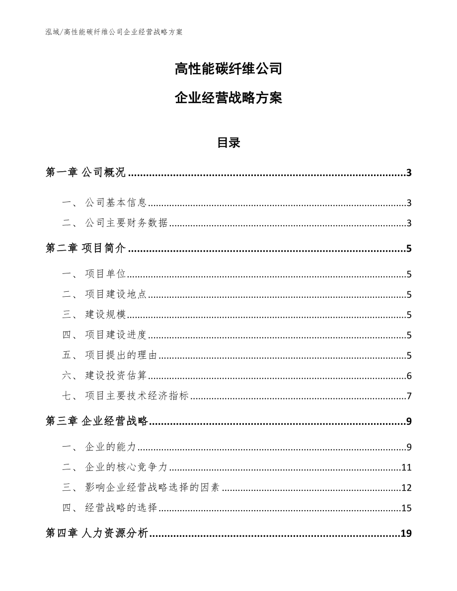 高性能碳纤维公司企业经营战略方案_第1页