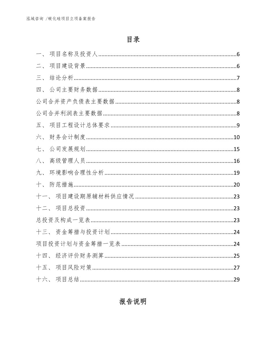 碳化硅项目立项备案报告_第1页