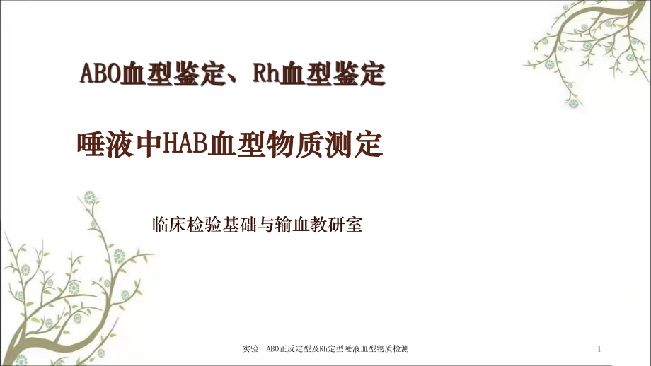 实验一ABO正反定型及Rh定型唾液血型物质检测课件_第1页
