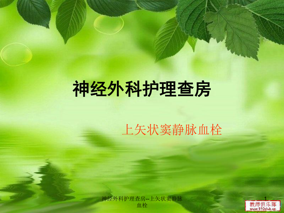 神经外科护理查房上矢状窦静脉血栓课件_第1页