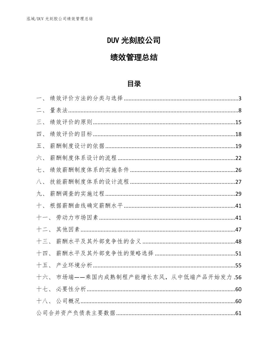 DUV光刻胶公司绩效管理总结（范文）_第1页
