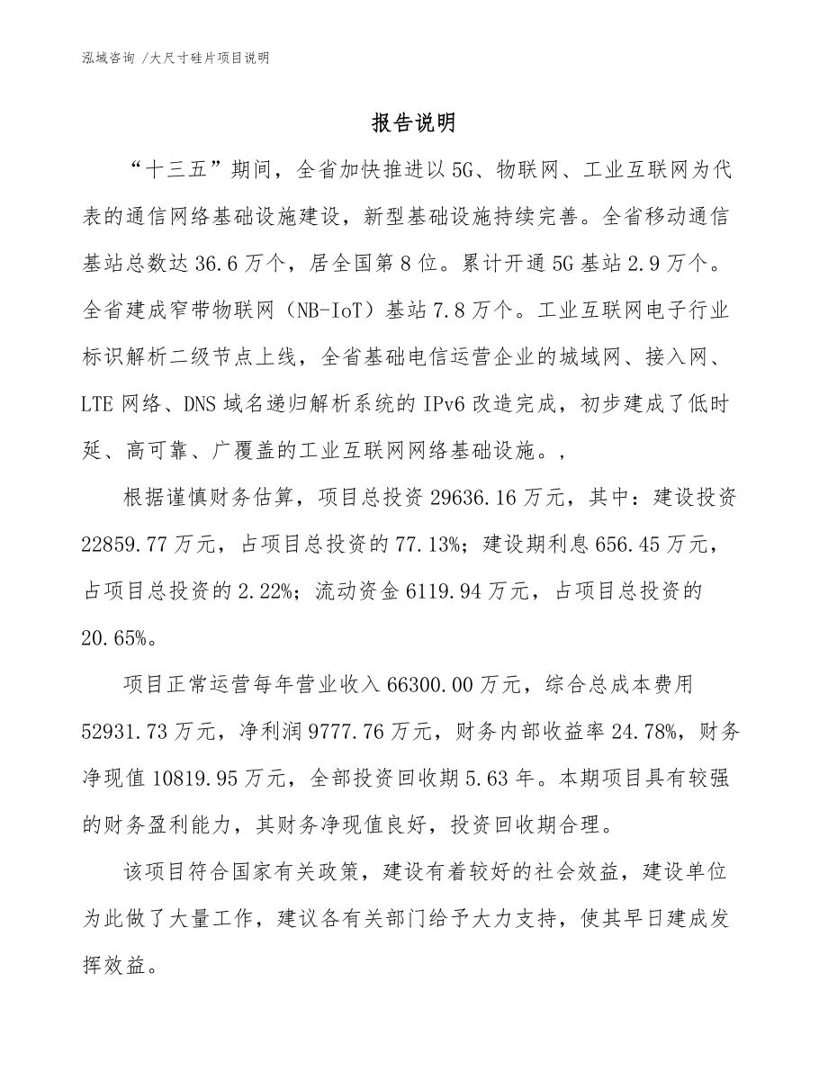 大尺寸硅片项目说明【范文参考】_第1页