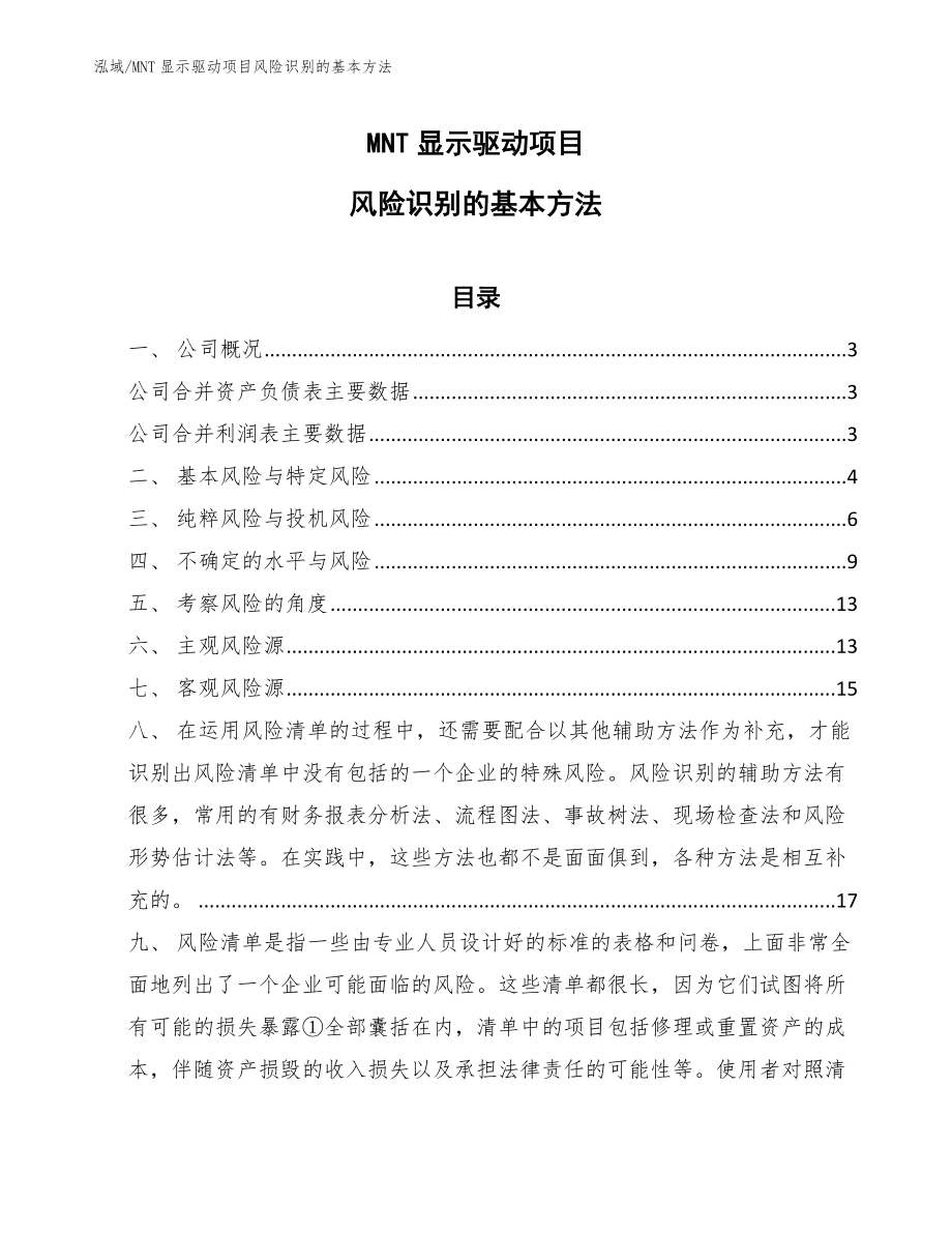 MNT显示驱动项目风险识别的基本方法_第1页