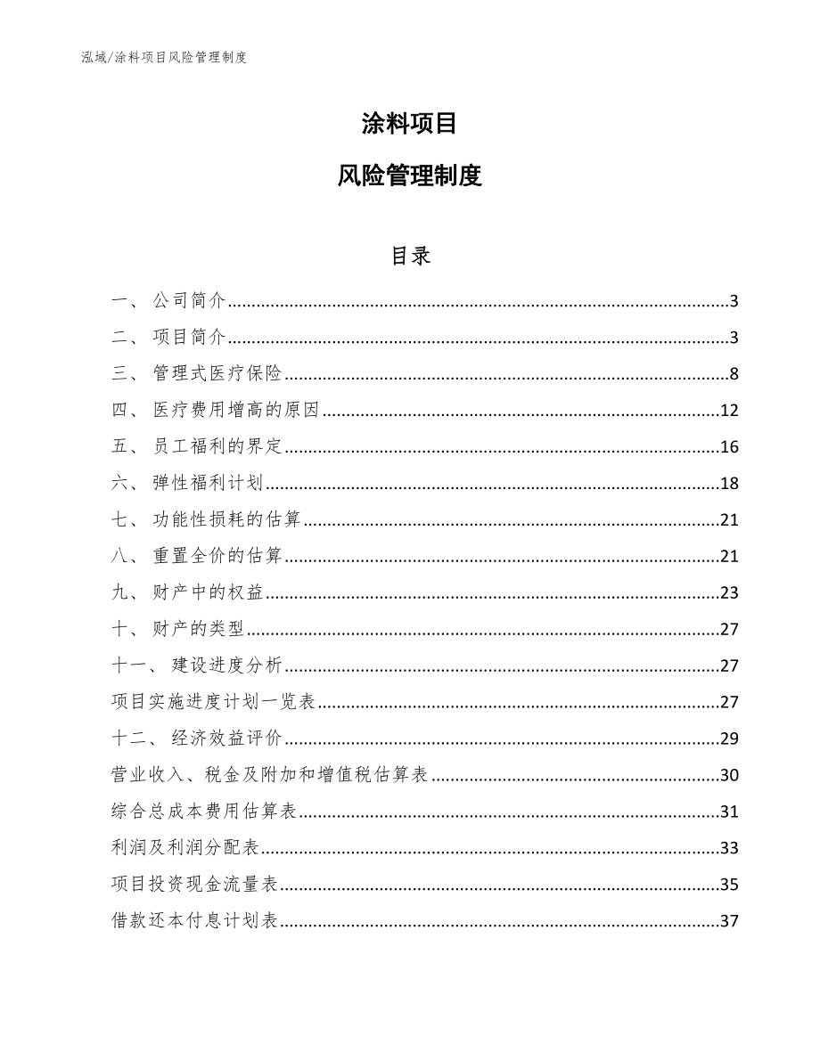 涂料项目风险管理制度【范文】_第1页
