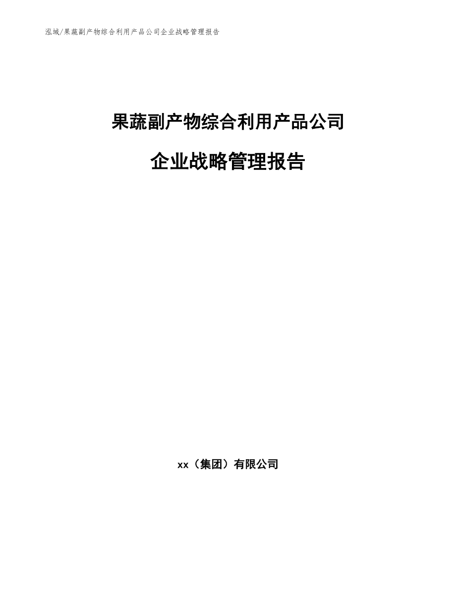 果蔬副产物综合利用产品公司企业战略管理报告_参考_第1页