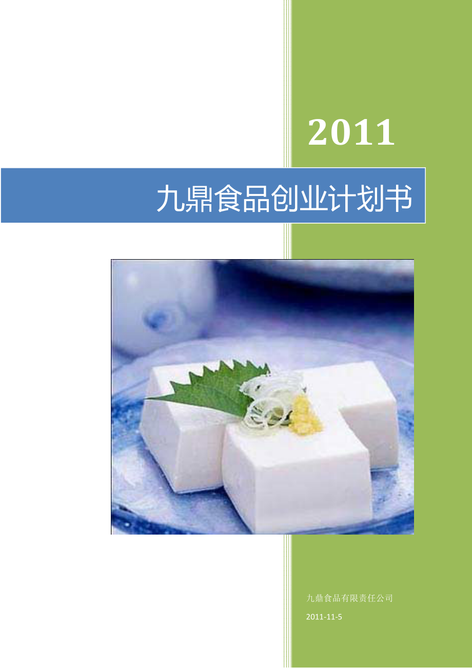 九鼎食品创业计划书_第1页