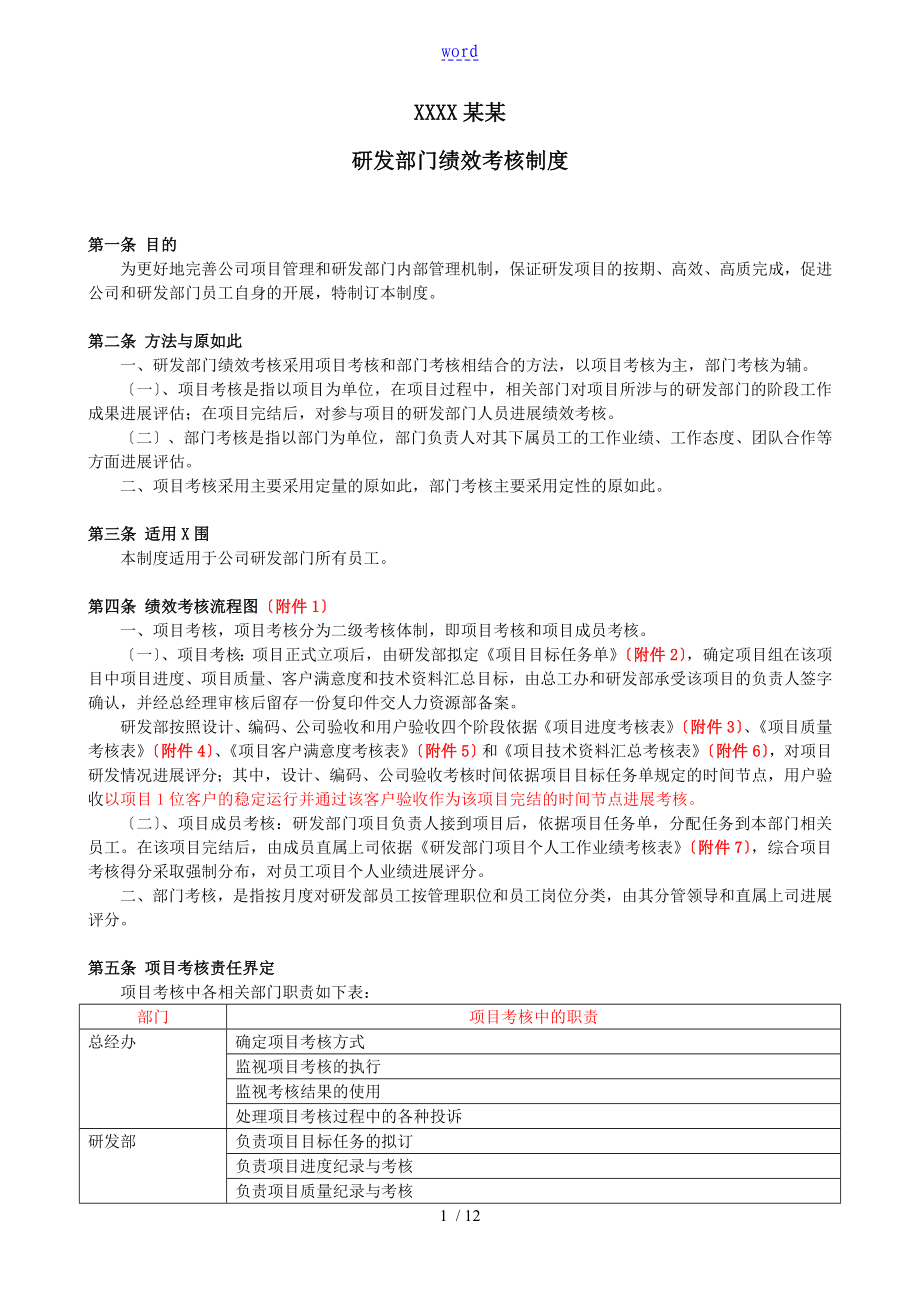 研发部绩效考核规章制度_第1页