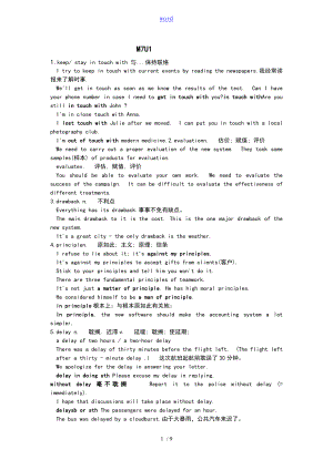 英語模塊7Unit1 單詞講解