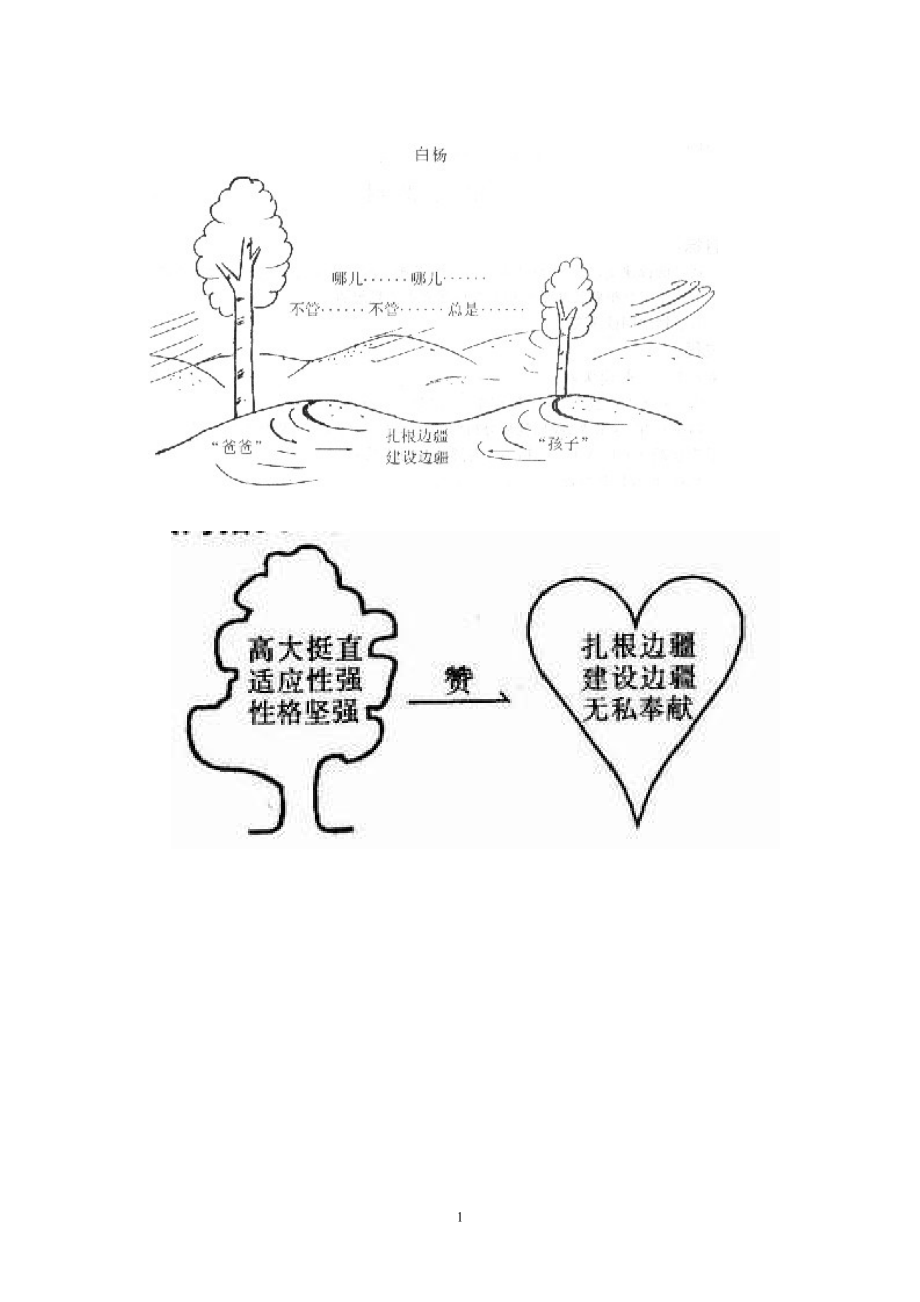 《白杨》思维导图板书_第1页