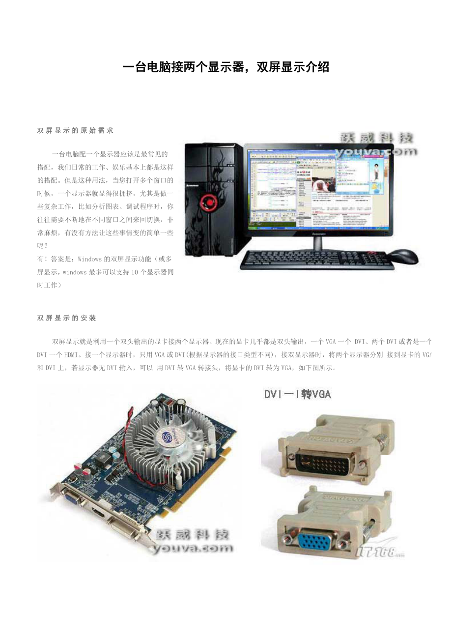 一台电脑接两个显示器,双屏显示介绍_第1页
